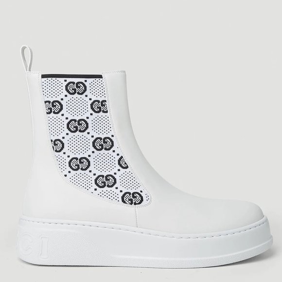 NIB Gucci Chelsea white leather slip on boots IT 38.5/ US 8.5 - Picture 1 of 8
